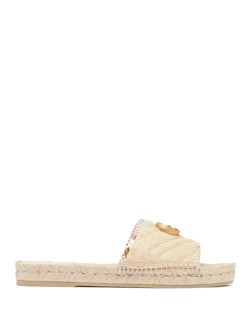 Matchesfashion.com Gucci - Pilar Gg Raffia Sandals - Womens - Cream