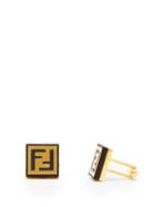 Matchesfashion.com Fendi - Ff Logo Embellished Square Cufflinks - Mens - Gold