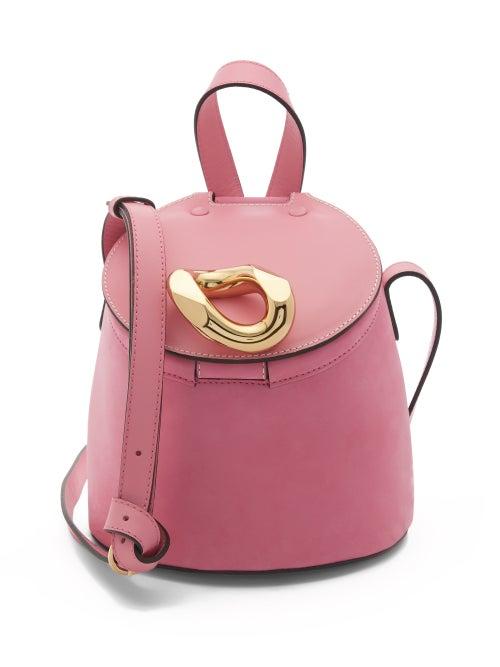 Jw Anderson - Lid Chain-embellished Leather Bucket Bag - Womens - Pink