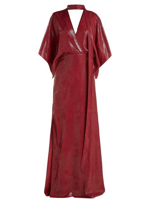 Matchesfashion.com Roland Mouret - Duval Butterfly Sleeve Silk Blend Gown - Womens - Red