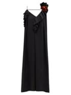 Matchesfashion.com Victoria Beckham - Corsage-brooch Ruffled One-shoulder Silk Dress - Womens - Black
