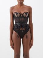 Agent Provocateur - Dinkka Embroidered Lace Corset - Womens - Black