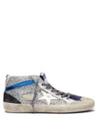 Matchesfashion.com Golden Goose Deluxe Brand - Mid Star Distressed Glitter Trainers - Womens - Navy Silver