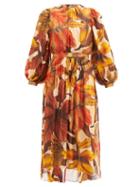 Matchesfashion.com Johanna Ortiz - Vida Mia Floral-print Crepe Dress - Womens - Yellow Multi