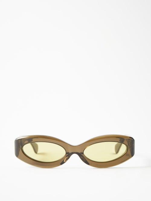 Port Tanger Eyewear - Crepusculo Round Acetate Sunglasses - Mens - Light Brown