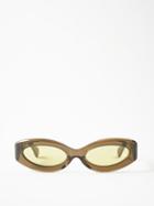 Port Tanger Eyewear - Crepusculo Round Acetate Sunglasses - Mens - Light Brown