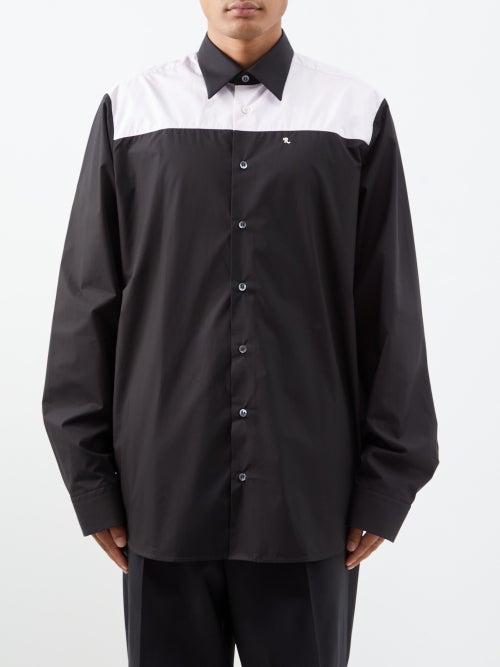 Raf Simons - Mauvais Rves-print Bi-colour Cotton Shirt - Mens - Black Pink