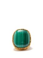 Aurlie Bidermann - Miki Malachite & Gold-plated Braided Ring - Womens - Green Gold