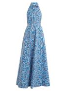 Matchesfashion.com Rebecca De Ravenel - Fortuna Floral Print Button Down Dress - Womens - Blue Multi