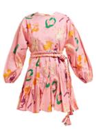 Matchesfashion.com Rhode Resort - Ella Mythological Print Cotton Mini Dress - Womens - Pink