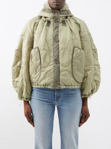 Marfa Stance - Reversible Parachute Quilted Jacket - Womens - Green White