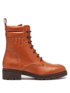 Matchesfashion.com Bottega Veneta - Chain Embellished Leather Ankle Boots - Womens - Tan