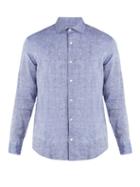 Matchesfashion.com Frescobol Carioca - Point Collar Linen Shirt - Mens - Blue