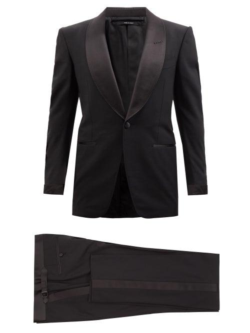 Tom Ford - Shawl-lapel Wool-blend Crepe Tuxedo - Mens - Black