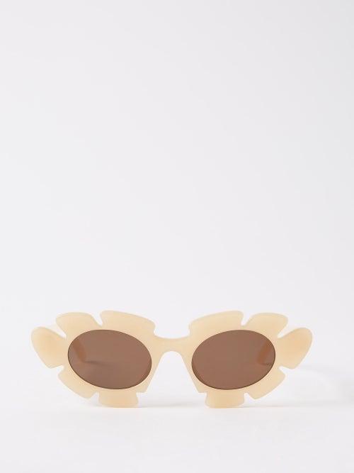 Loewe X Paulas Ibiza - Flower Cat-eye Acetate Sunglasses - Womens - Beige Brown