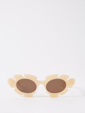 Loewe X Paulas Ibiza - Flower Cat-eye Acetate Sunglasses - Womens - Beige Brown