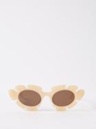 Loewe X Paulas Ibiza - Flower Cat-eye Acetate Sunglasses - Womens - Beige Brown