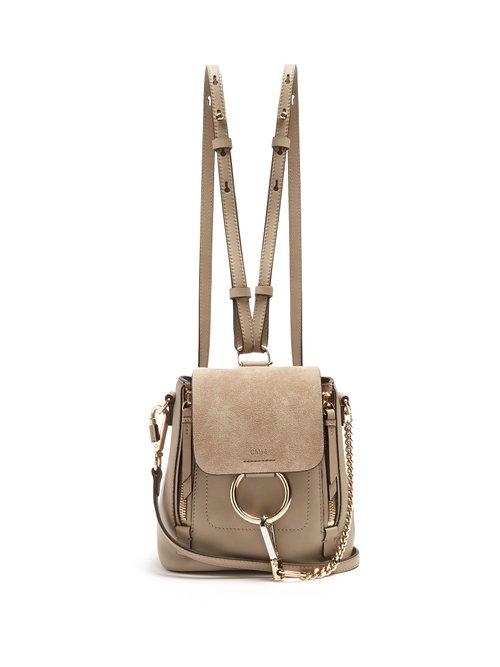 Matchesfashion.com Chlo - Faye Suede And Leather Mini Backpack - Womens - Grey