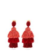 Oscar De La Renta Tiered Tassel-drop Clip-on Earrings