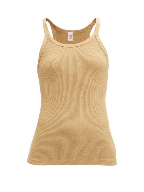 Matchesfashion.com Re/done Originals - Ribbed Cotton Camisole - Womens - Beige