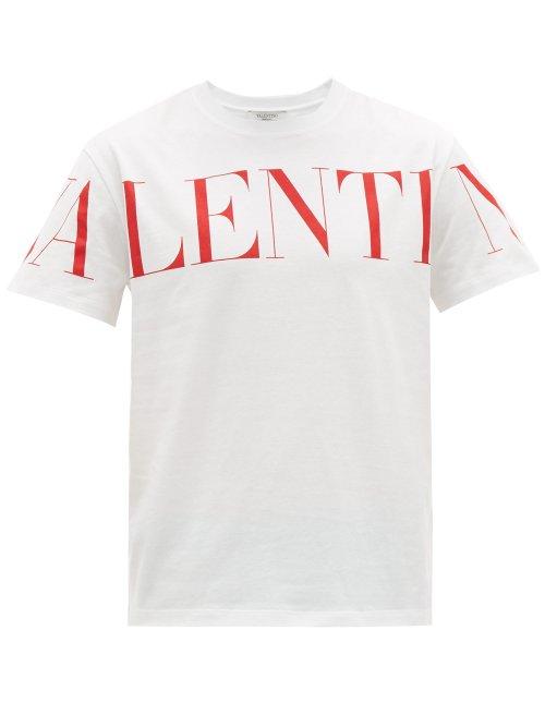 Matchesfashion.com Valentino - Logo Print Cotton Jersey T Shirt - Mens - White