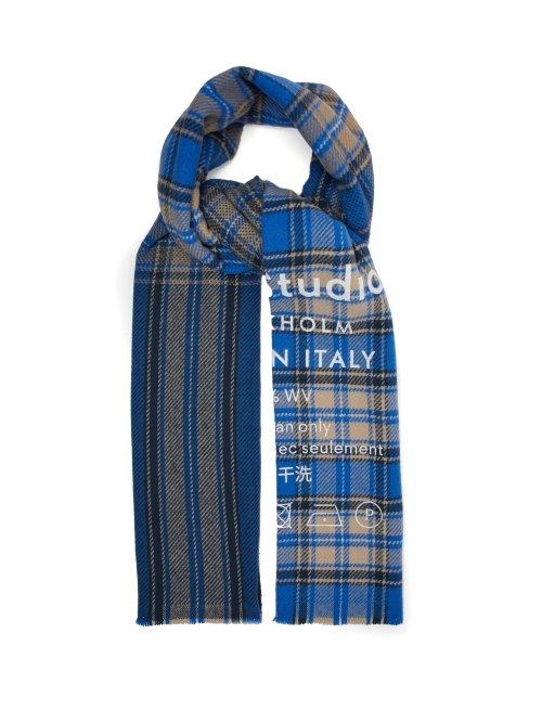 Matchesfashion.com Acne Studios - Cassiar Logo Flocked Virgin Wool Scarf - Mens - Blue