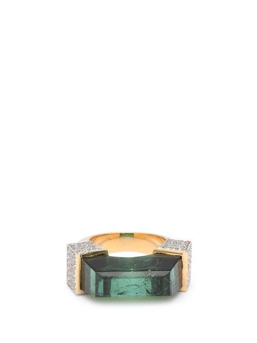 Matchesfashion.com Jade Jagger - Neverending Diamond, Tourmaline & 18kt Gold Ring - Womens - Green