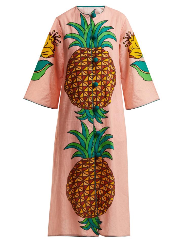 Rhode Resort Elin Pineapple-print Cotton Midi Dress