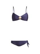 Matchesfashion.com Adriana Degreas - Marine Shell Embellished Bikini - Womens - Navy