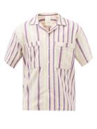 Marrakshi Life - Camp-collar Striped-cotton Shirt - Mens - Beige Multi