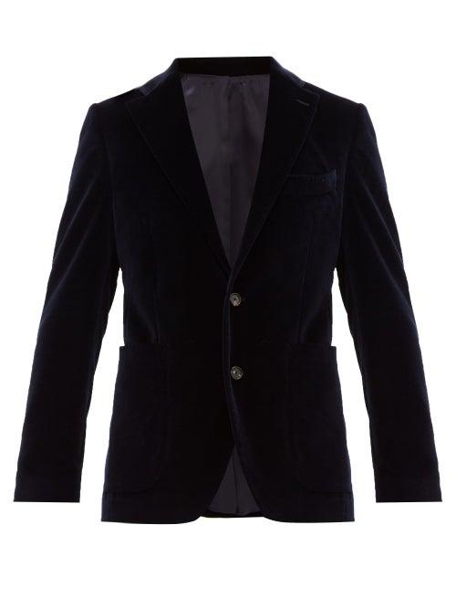 Matchesfashion.com Salle Prive - Esben Cotton Blend Velvet Blazer - Mens - Navy