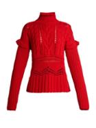 Matchesfashion.com Altuzarra - Prelude High Neck Cable Knit Wool Sweater - Womens - Red