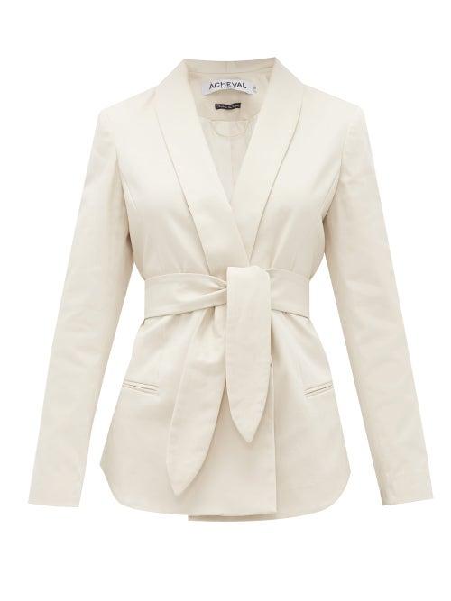 Matchesfashion.com Cheval Pampa - Tero Single-breasted Belted Cotton-blend Blazer - Womens - Beige