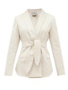 Matchesfashion.com Cheval Pampa - Tero Single-breasted Belted Cotton-blend Blazer - Womens - Beige