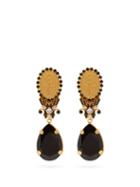 Matchesfashion.com Dolce & Gabbana - Crystal Clip Drop Earrings - Womens - Black Gold