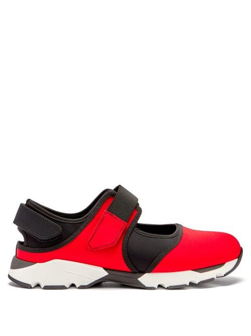 Matchesfashion.com Marni - Velcro-strap Cotton-blend Neoprene Trainers - Mens - Black Red