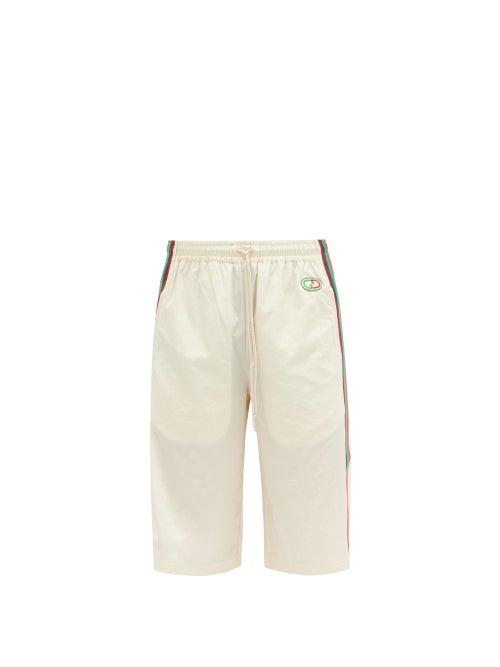 Matchesfashion.com Gucci - Gg-patch Crinkle Shell Shorts - Mens - White Multi