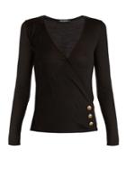 Balmain Deep V-neck Wool-blend Sweater