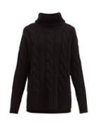 Matchesfashion.com Nili Lotan - Brynne Roll Neck Cable Knit Cashmere Sweater - Womens - Black