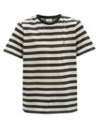 Matchesfashion.com Saint Laurent - Ysl-embroidered Striped Wool T-shirt - Mens - Black White