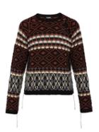 Matchesfashion.com Raf Simons - Deconstructed Sleeve Fair Isle Sweater - Mens - Black