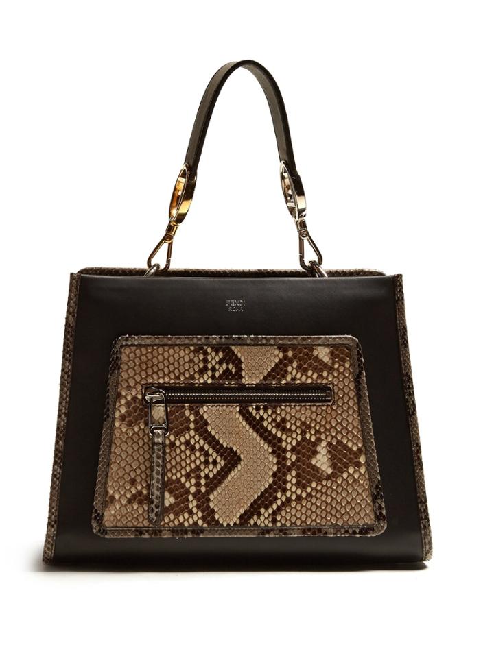 Fendi Runaway Small Python And Leather Bag