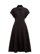 Matchesfashion.com Three Graces London - Alette Cut Out Cotton Shirtdress - Womens - Black