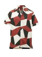 Matchesfashion.com Frescobol Carioca - Modernist Geometric-print Cuban-collar Shirt - Mens - Burgundy Multi