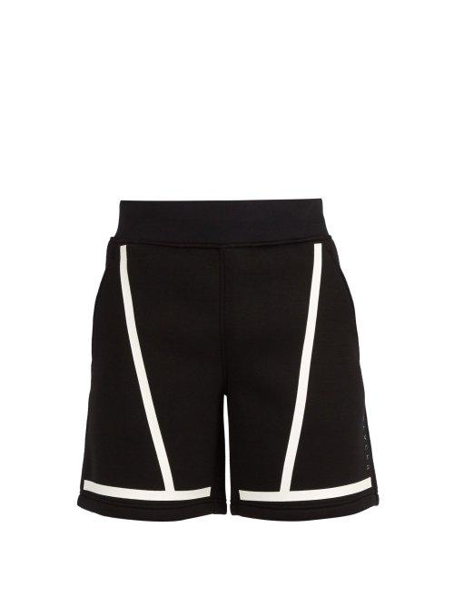 Matchesfashion.com Blackbarrett By Neil Barrett - Mid Rise Line Print Jersey Shorts - Mens - Black White