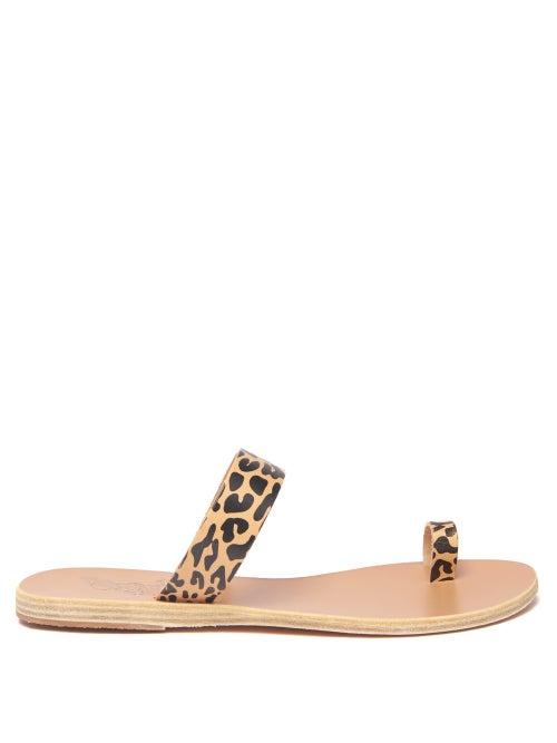 Matchesfashion.com Ancient Greek Sandals - Thalia Cheetah Print Leather Sandals - Womens - Tan Multi
