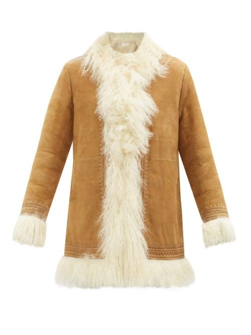 Nili Lotan - Harrison Shearling-trimmed Suede Coat - Womens - Tan Multi