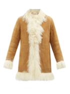 Nili Lotan - Harrison Shearling-trimmed Suede Coat - Womens - Tan Multi