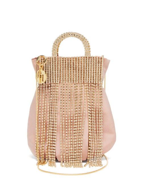 Matchesfashion.com Rosantica - Follie Crystal-fringed Satin Bag - Womens - Pink Multi