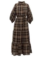Matchesfashion.com Apiece Apart - Granada Checked Cotton Blend Dress - Womens - Brown Multi